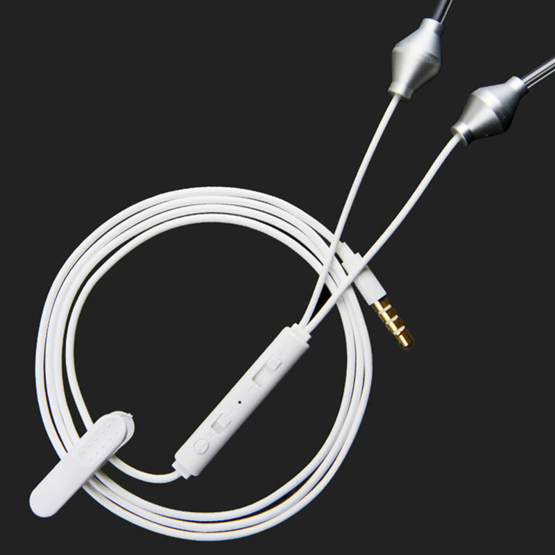 Auscultadores de saúde para telemóvel com microfone, auriculares intra-auriculares bilaterais com tubo de ar, auriculares de saúde inofensivos