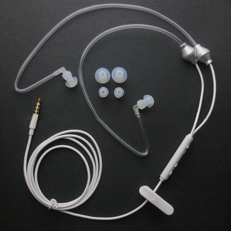 Auscultadores de saúde para telemóvel com microfone, auriculares intra-auriculares bilaterais com tubo de ar, auriculares de saúde inofensivos