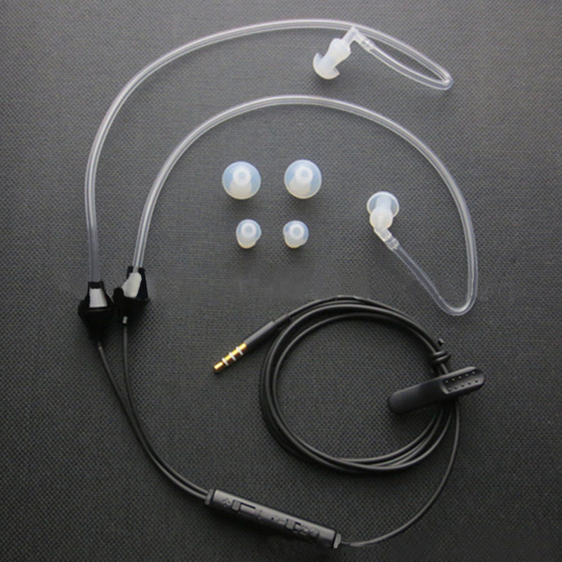 Auscultadores de saúde para telemóvel com microfone, auriculares intra-auriculares bilaterais com tubo de ar, auriculares de saúde inofensivos