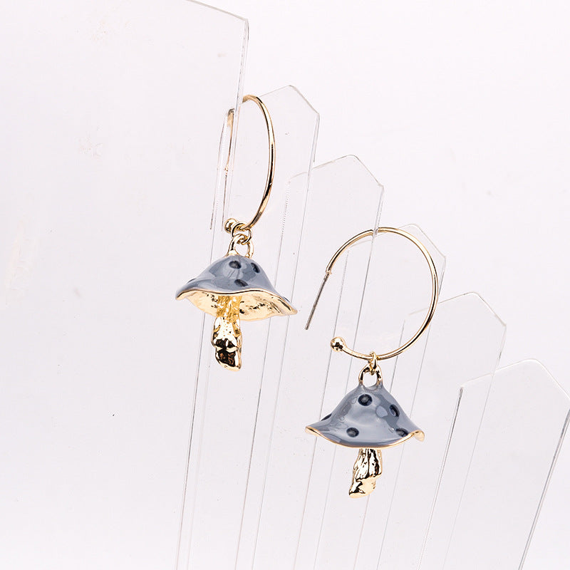 Cross-border novo multicolorido gotejamento de óleo brincos de cogumelo personalidade selvagem brincos de metal feminino za brincos