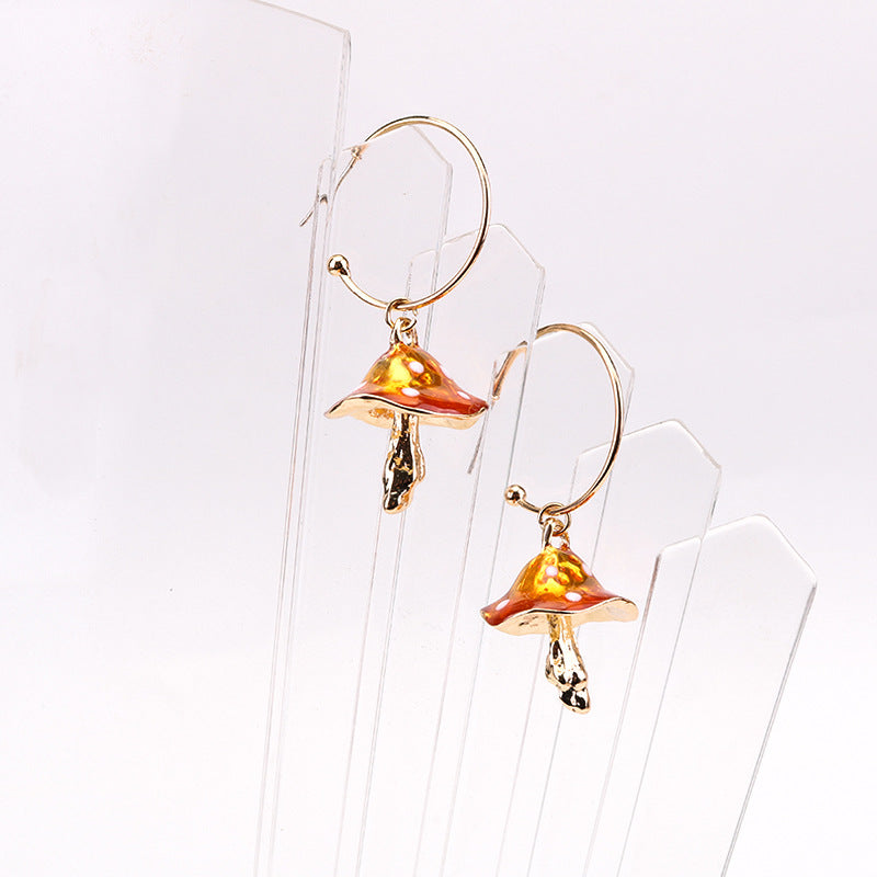Cross-border novo multicolorido gotejamento de óleo brincos de cogumelo personalidade selvagem brincos de metal feminino za brincos