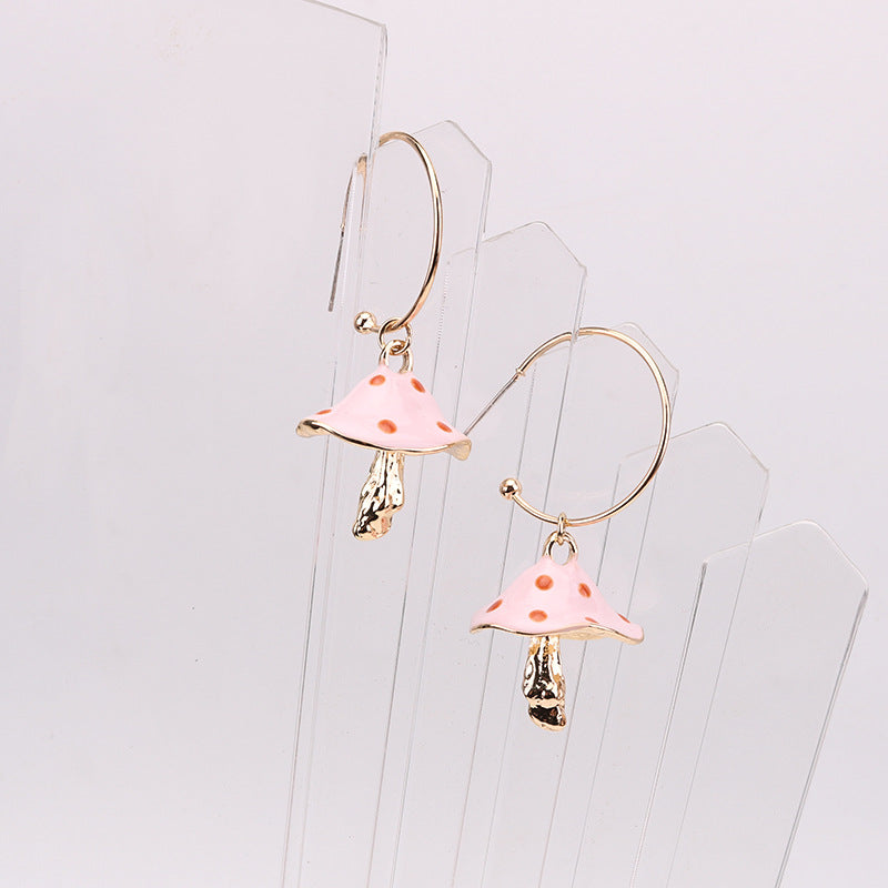 Cross-border novo multicolorido gotejamento de óleo brincos de cogumelo personalidade selvagem brincos de metal feminino za brincos
