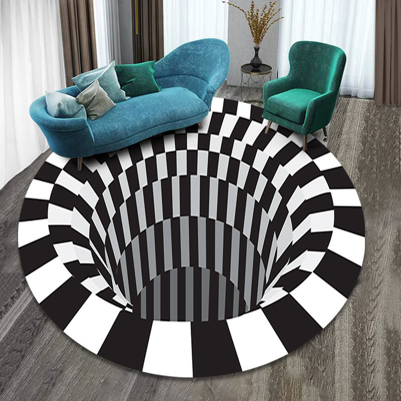3D Vortex Teppich Schwarz Weiß Gitter Bodenloses Loch Illusion Teppich Wohnzimmer Schlafzimmer Anti-Rutsch Fußmatten Home Fashion Teppich