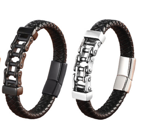 Pulseira trançada de couro de couro, pulseira de couro, pulseira de couro personalizada, joias de couro masculino