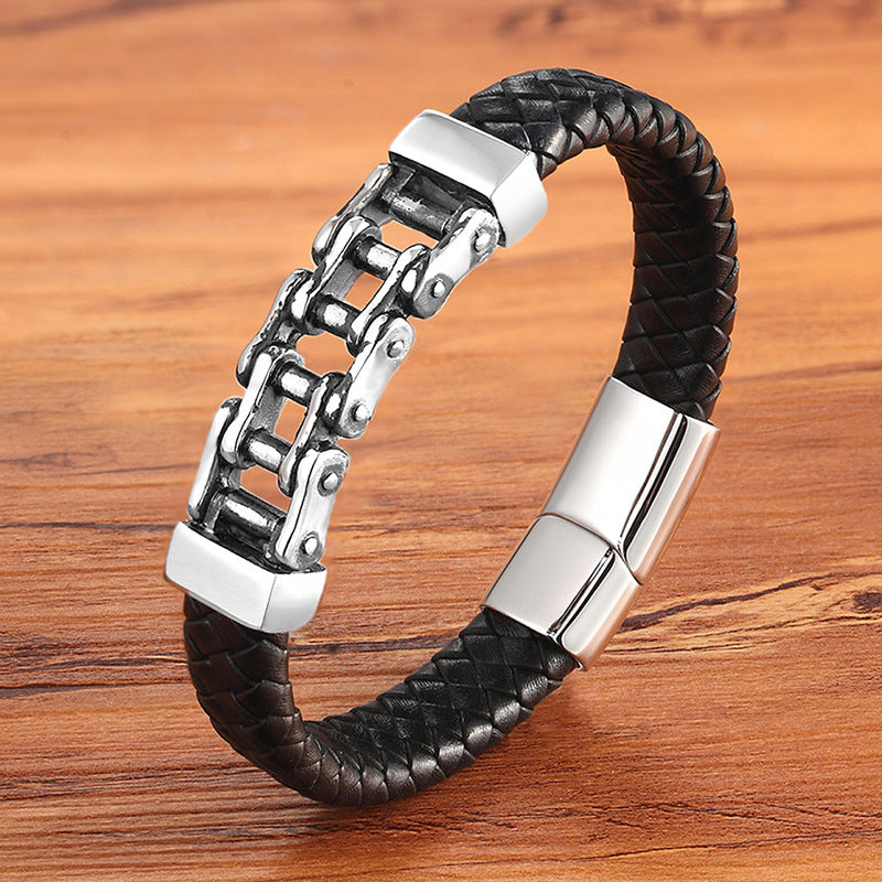Pulseira trançada de couro de couro, pulseira de couro, pulseira de couro personalizada, joias de couro masculino