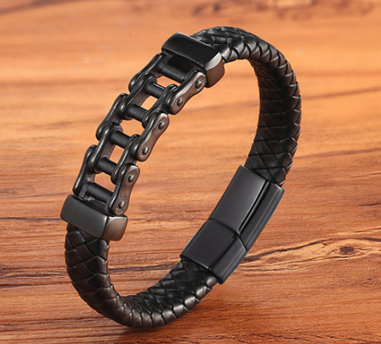 Pulseira trançada de couro de couro, pulseira de couro, pulseira de couro personalizada, joias de couro masculino