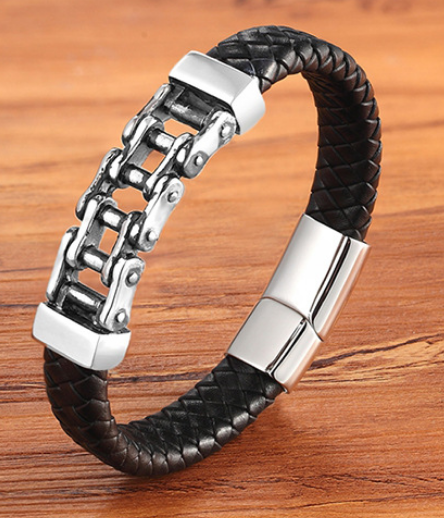 Pulseira trançada de couro de couro, pulseira de couro, pulseira de couro personalizada, joias de couro masculino