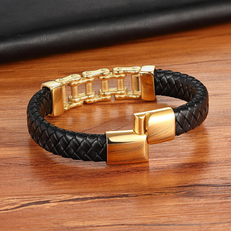 Pulseira trançada de couro de couro, pulseira de couro, pulseira de couro personalizada, joias de couro masculino