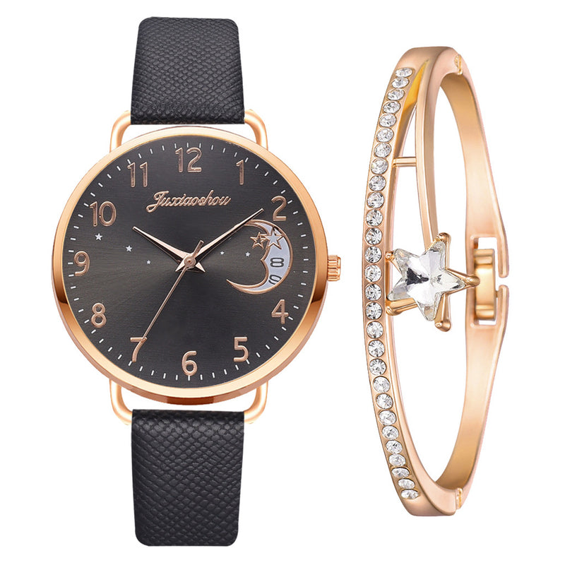Adorável lua padrão relógio de quartzo para mulher com cinta dial senhoras relógio de pulso montre femme relogio feminino reloj mujer navio da gota