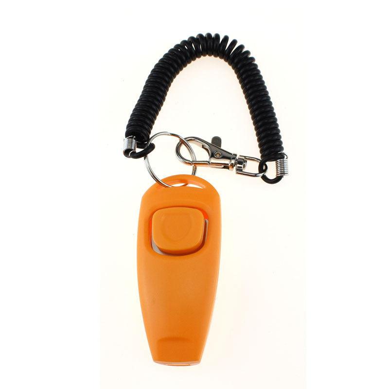 2-in-1 Clicker-Haustiertrainer, Haustier-Clicker, Pfeife, Hunde-Trainingspfeife, gelbes Armband