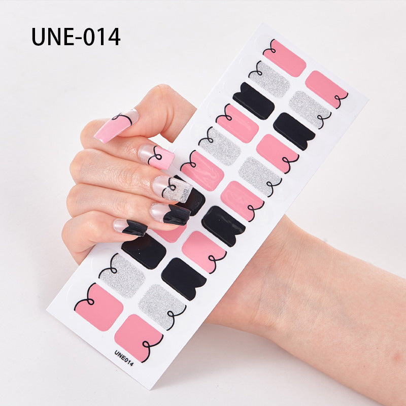 Autocolantes de unhas de estilo europeu e americano francês, impermeáveis e removíveis, película de verniz 3D para unhas, autocolantes integrais de Natal, 22 pontas