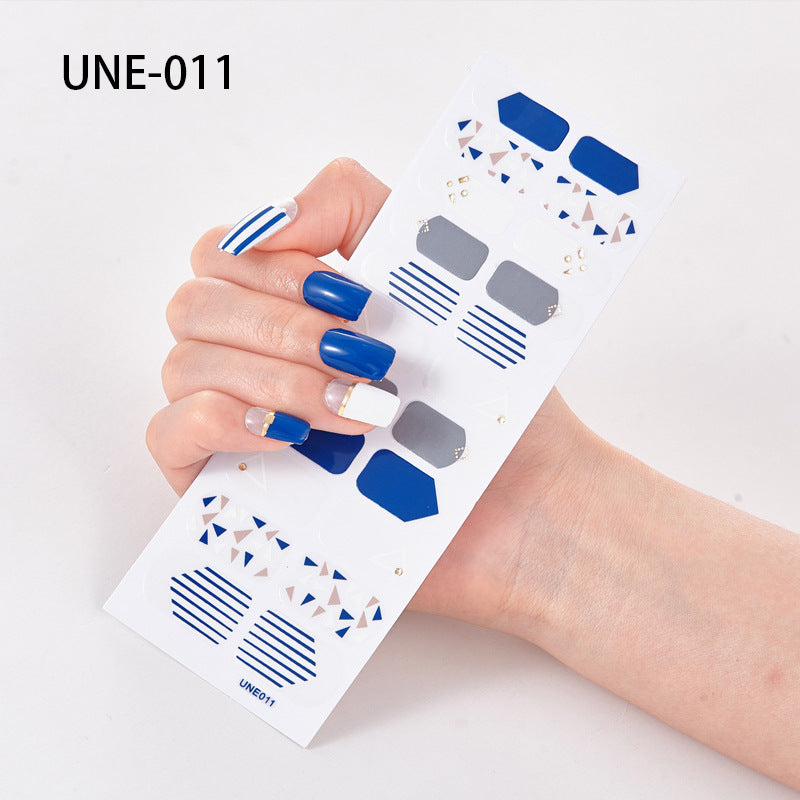 Autocolantes de unhas de estilo europeu e americano francês, impermeáveis e removíveis, película de verniz 3D para unhas, autocolantes integrais de Natal, 22 pontas