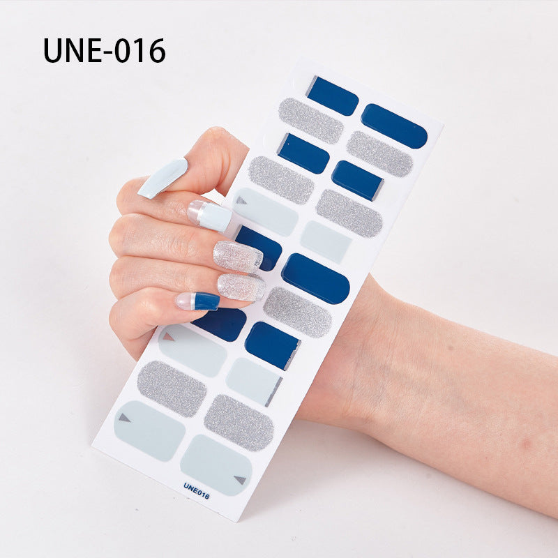 Autocolantes de unhas de estilo europeu e americano francês, impermeáveis e removíveis, película de verniz 3D para unhas, autocolantes integrais de Natal, 22 pontas