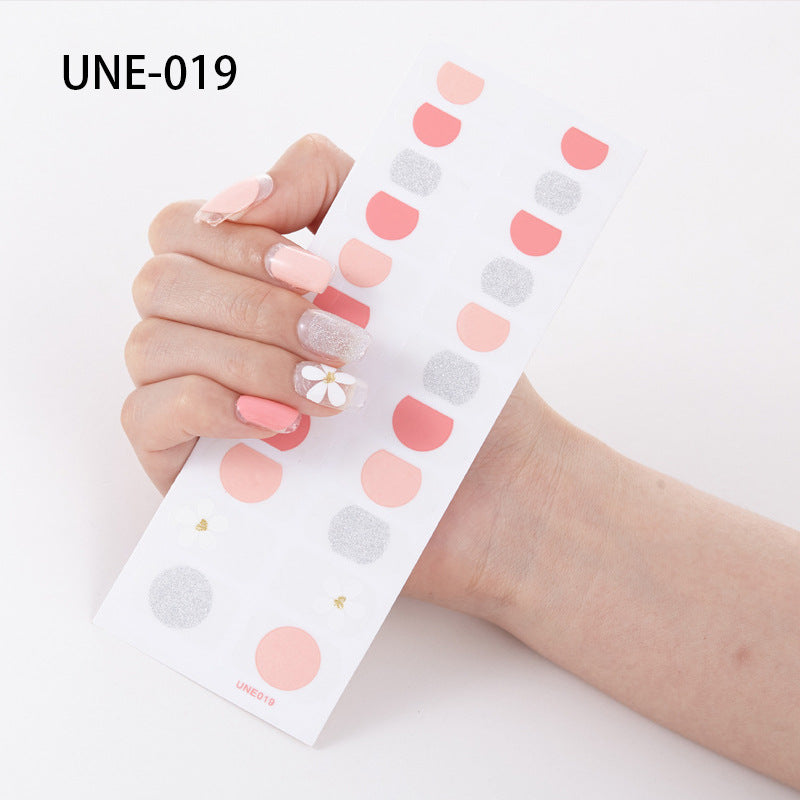 Autocolantes de unhas de estilo europeu e americano francês, impermeáveis e removíveis, película de verniz 3D para unhas, autocolantes integrais de Natal, 22 pontas