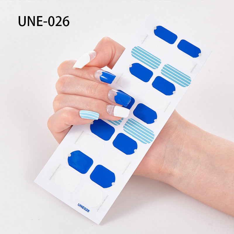 Autocolantes de unhas de estilo europeu e americano francês, impermeáveis e removíveis, película de verniz 3D para unhas, autocolantes integrais de Natal, 22 pontas