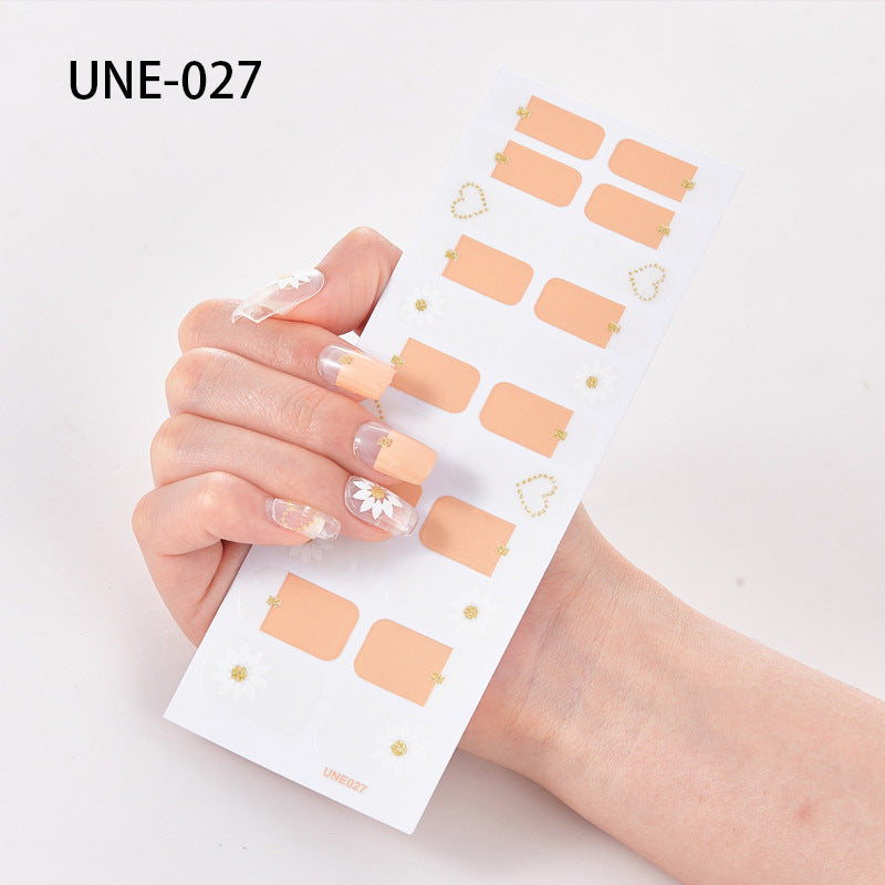 Autocolantes de unhas de estilo europeu e americano francês, impermeáveis e removíveis, película de verniz 3D para unhas, autocolantes integrais de Natal, 22 pontas