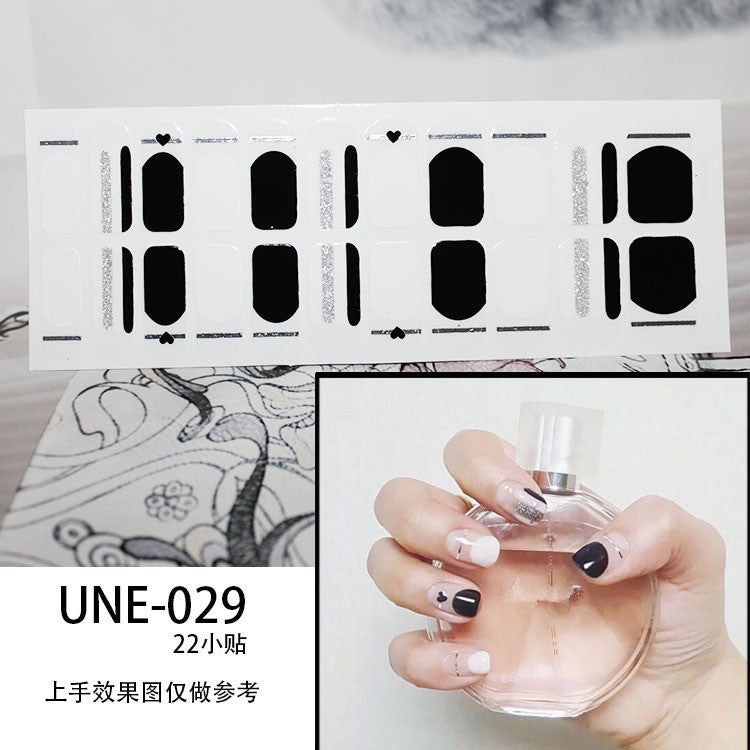 Autocolantes de unhas de estilo europeu e americano francês, impermeáveis e removíveis, película de verniz 3D para unhas, autocolantes integrais de Natal, 22 pontas