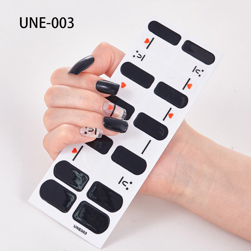 Autocolantes de unhas de estilo europeu e americano francês, impermeáveis e removíveis, película de verniz 3D para unhas, autocolantes integrais de Natal, 22 pontas