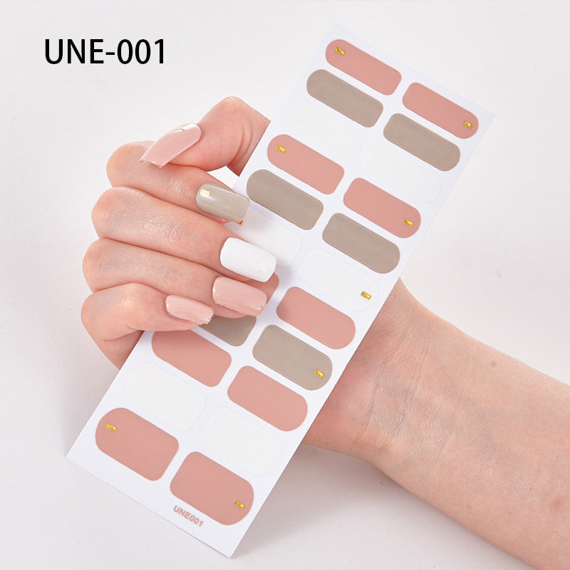Autocolantes de unhas de estilo europeu e americano francês, impermeáveis e removíveis, película de verniz 3D para unhas, autocolantes integrais de Natal, 22 pontas
