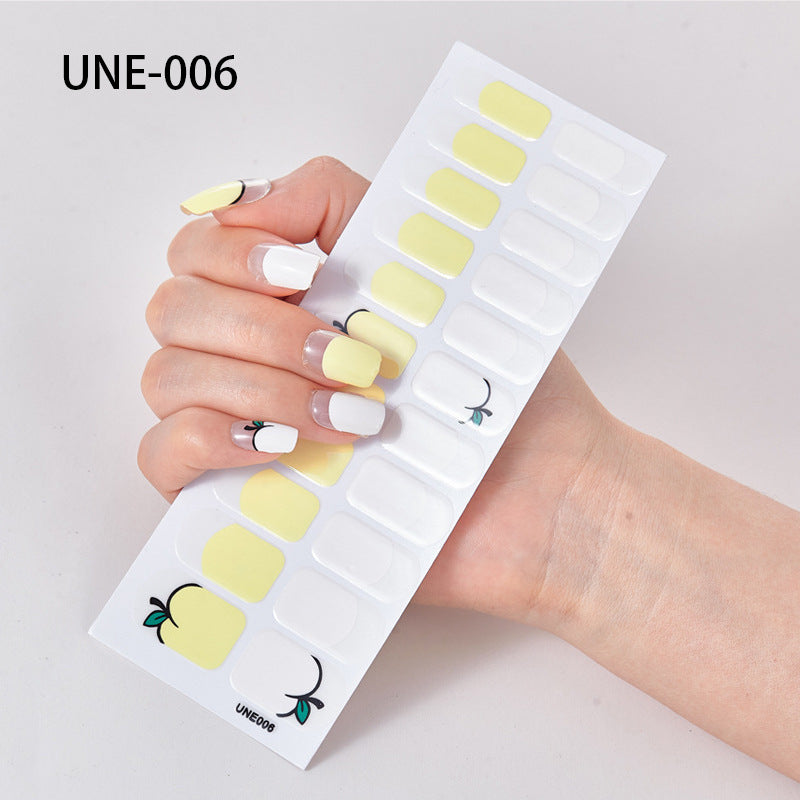 Autocolantes de unhas de estilo europeu e americano francês, impermeáveis e removíveis, película de verniz 3D para unhas, autocolantes integrais de Natal, 22 pontas