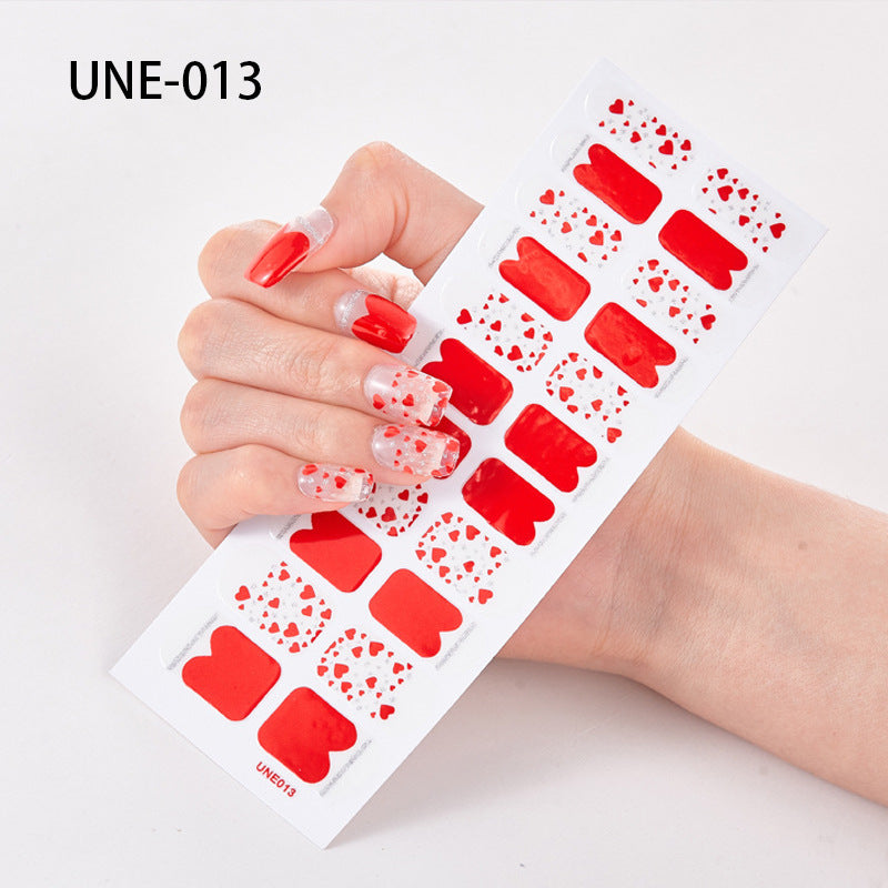 Autocolantes de unhas de estilo europeu e americano francês, impermeáveis e removíveis, película de verniz 3D para unhas, autocolantes integrais de Natal, 22 pontas