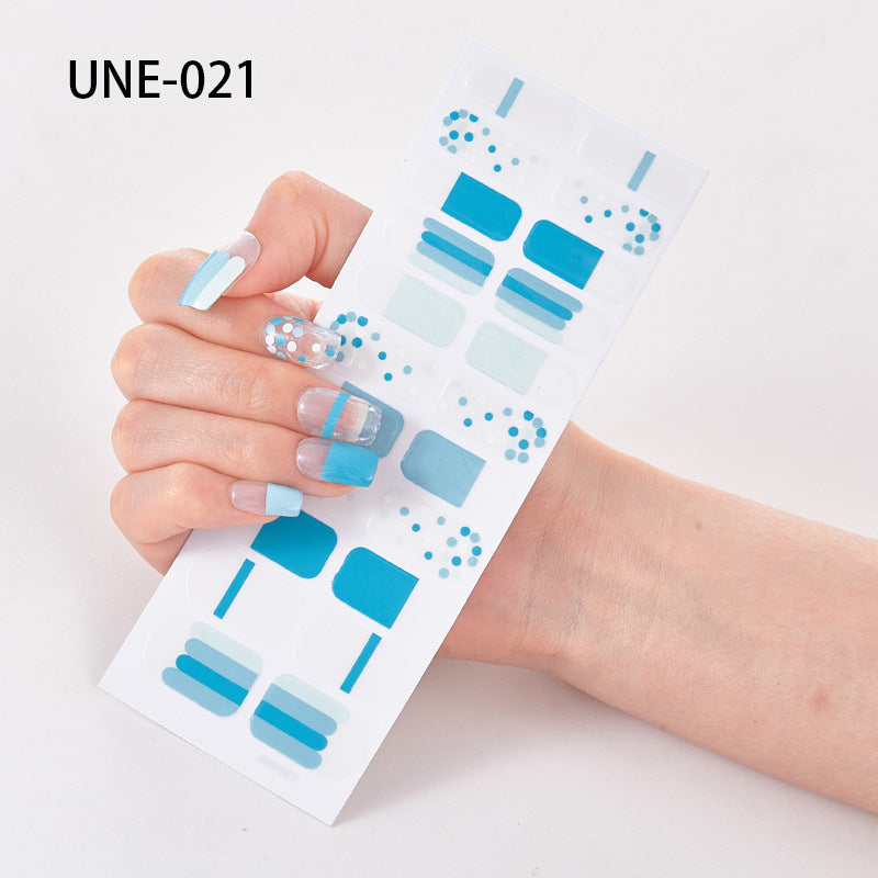 Autocolantes de unhas de estilo europeu e americano francês, impermeáveis e removíveis, película de verniz 3D para unhas, autocolantes integrais de Natal, 22 pontas