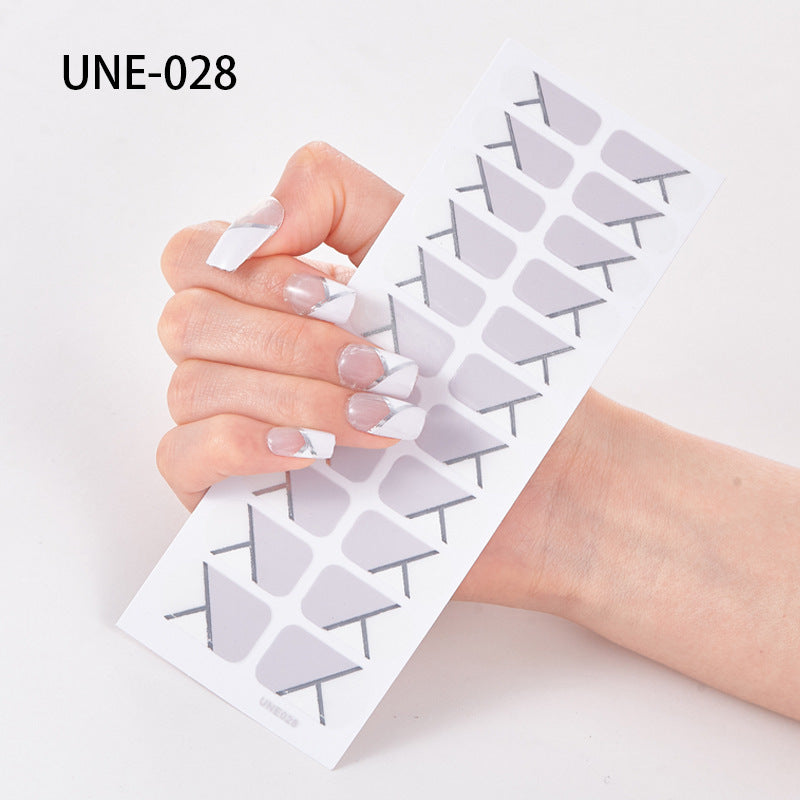 Autocolantes de unhas de estilo europeu e americano francês, impermeáveis e removíveis, película de verniz 3D para unhas, autocolantes integrais de Natal, 22 pontas
