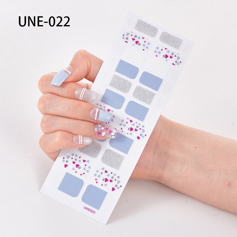 Autocolantes de unhas de estilo europeu e americano francês, impermeáveis e removíveis, película de verniz 3D para unhas, autocolantes integrais de Natal, 22 pontas