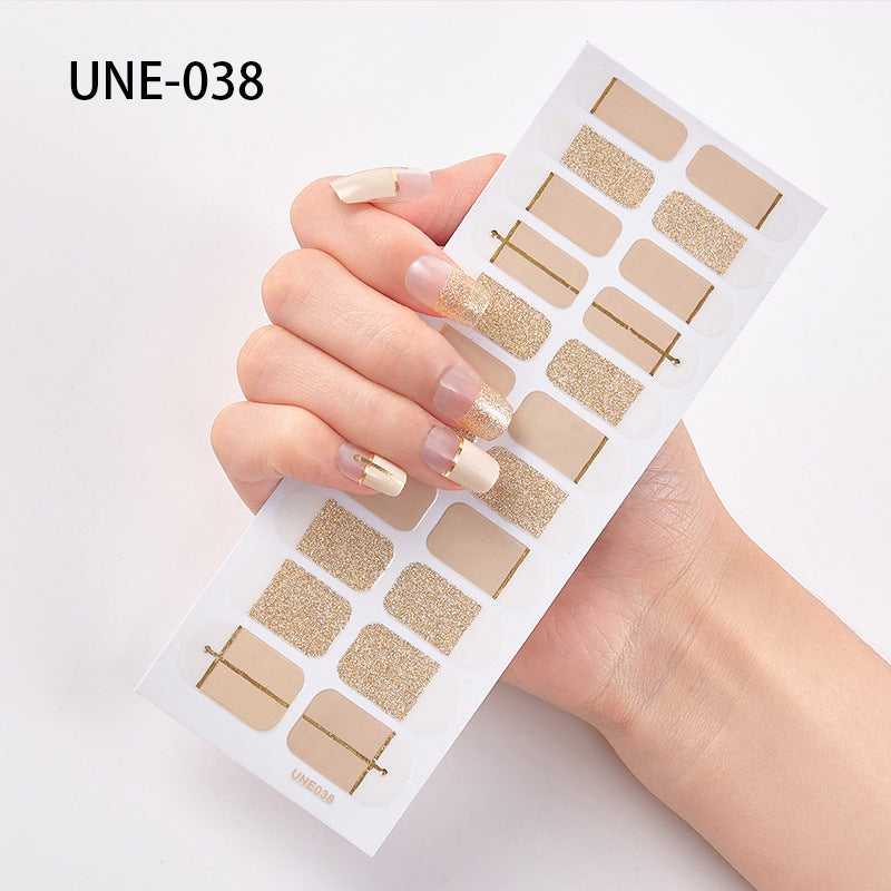Autocolantes de unhas de estilo europeu e americano francês, impermeáveis e removíveis, película de verniz 3D para unhas, autocolantes integrais de Natal, 22 pontas