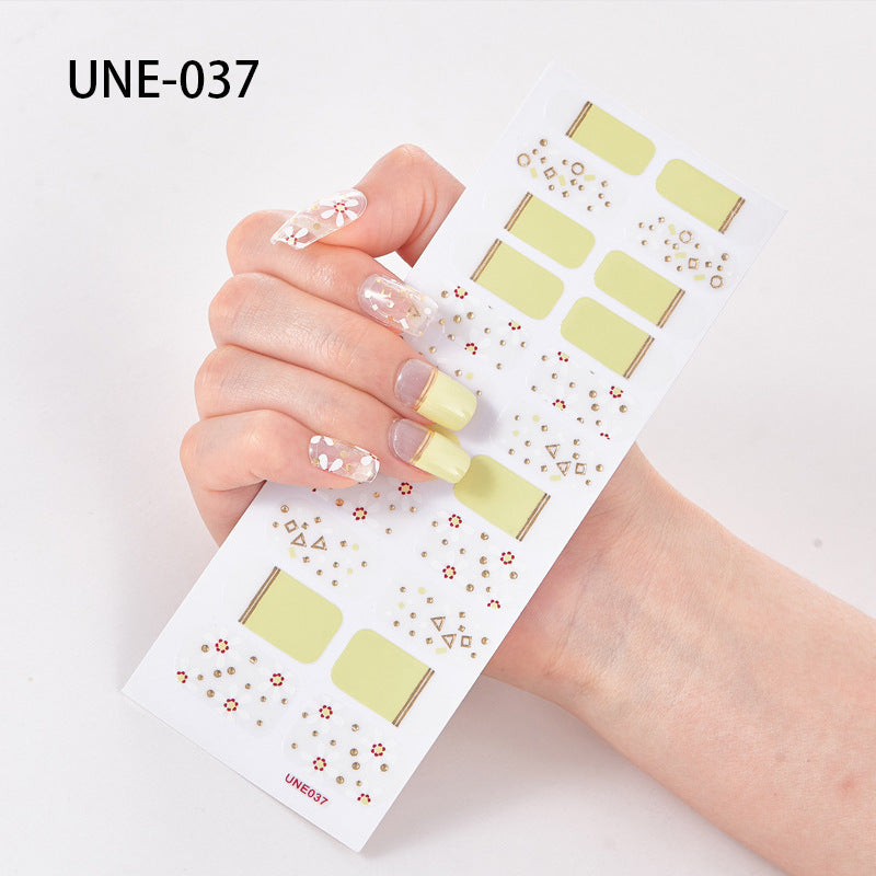 Autocolantes de unhas de estilo europeu e americano francês, impermeáveis e removíveis, película de verniz 3D para unhas, autocolantes integrais de Natal, 22 pontas