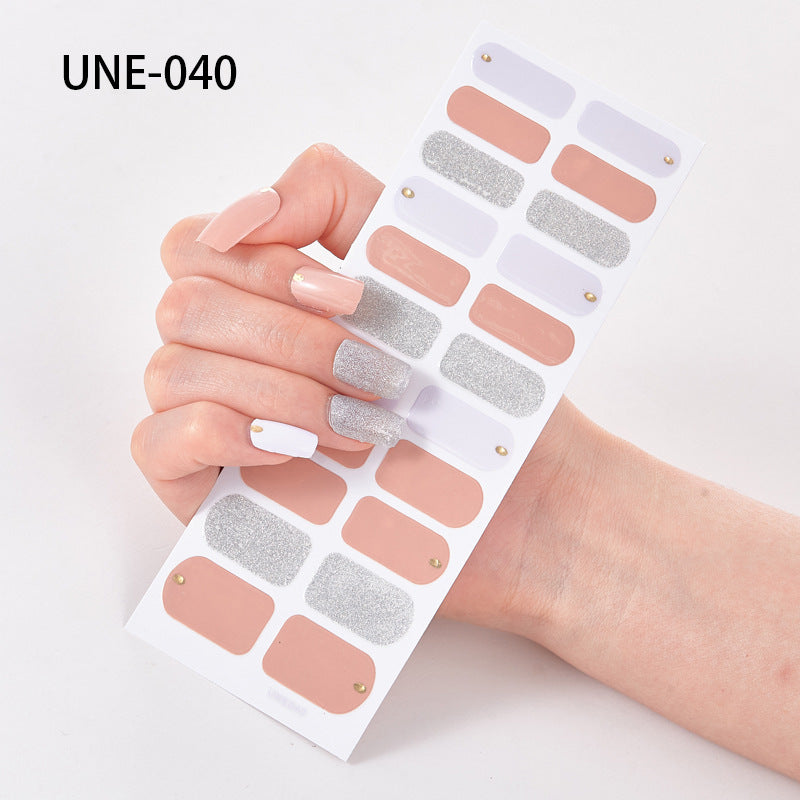 Autocolantes de unhas de estilo europeu e americano francês, impermeáveis e removíveis, película de verniz 3D para unhas, autocolantes integrais de Natal, 22 pontas