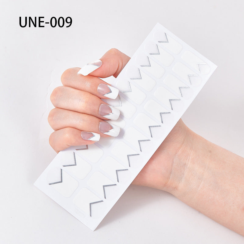 Autocolantes de unhas de estilo europeu e americano francês, impermeáveis e removíveis, película de verniz 3D para unhas, autocolantes integrais de Natal, 22 pontas