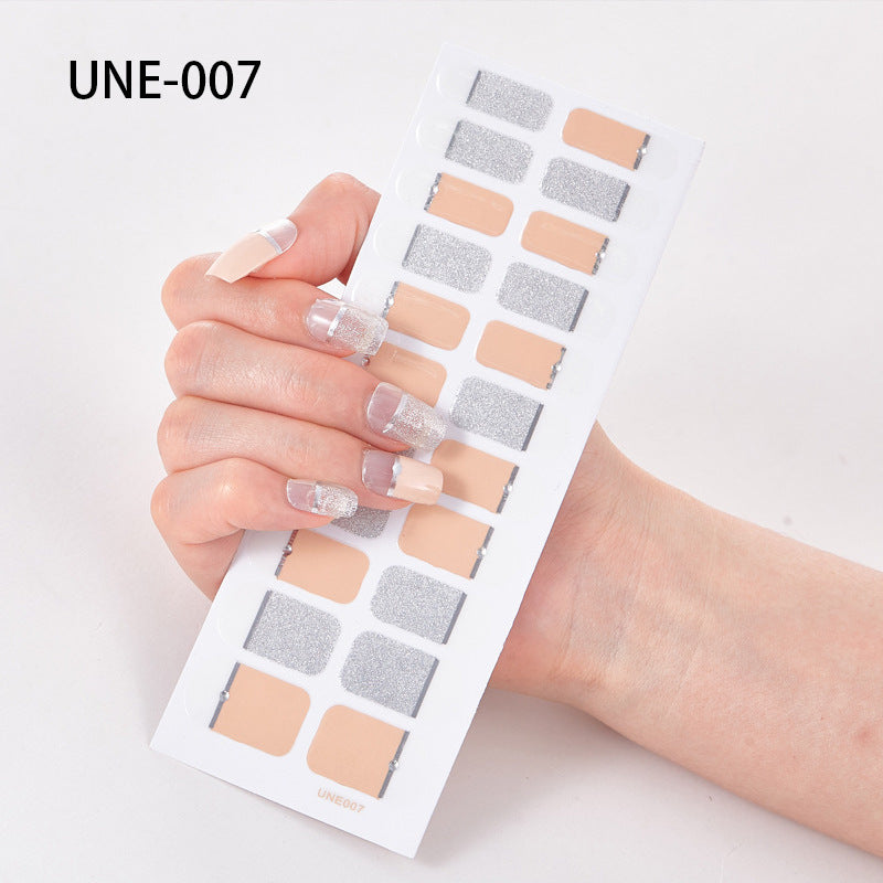 Autocolantes de unhas de estilo europeu e americano francês, impermeáveis e removíveis, película de verniz 3D para unhas, autocolantes integrais de Natal, 22 pontas