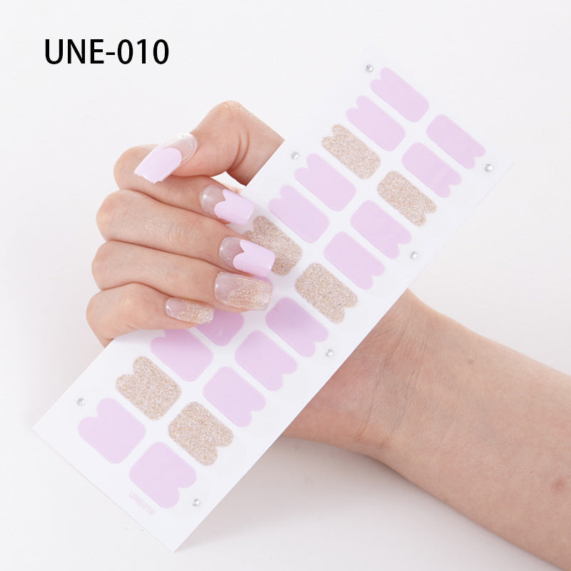 Autocolantes de unhas de estilo europeu e americano francês, impermeáveis e removíveis, película de verniz 3D para unhas, autocolantes integrais de Natal, 22 pontas
