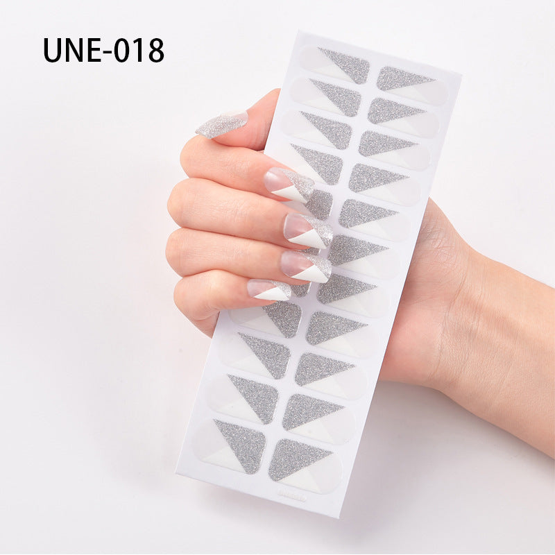 Autocolantes de unhas de estilo europeu e americano francês, impermeáveis e removíveis, película de verniz 3D para unhas, autocolantes integrais de Natal, 22 pontas