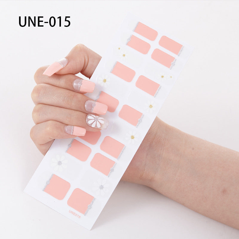 Autocolantes de unhas de estilo europeu e americano francês, impermeáveis e removíveis, película de verniz 3D para unhas, autocolantes integrais de Natal, 22 pontas