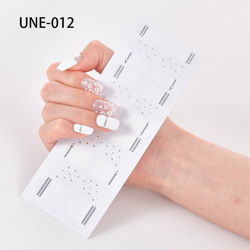 Autocolantes de unhas de estilo europeu e americano francês, impermeáveis e removíveis, película de verniz 3D para unhas, autocolantes integrais de Natal, 22 pontas
