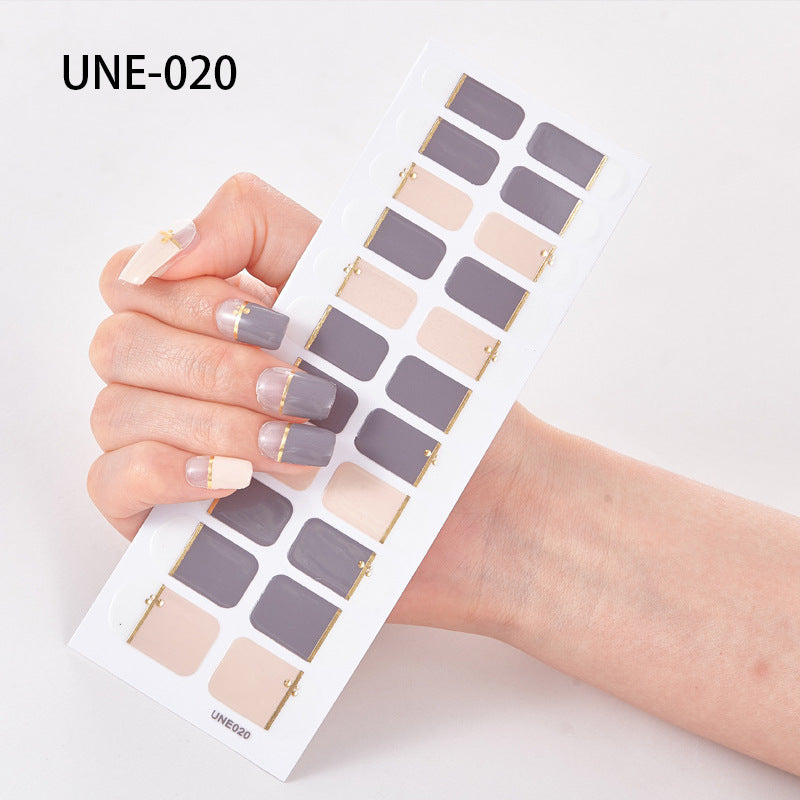 Autocolantes de unhas de estilo europeu e americano francês, impermeáveis e removíveis, película de verniz 3D para unhas, autocolantes integrais de Natal, 22 pontas