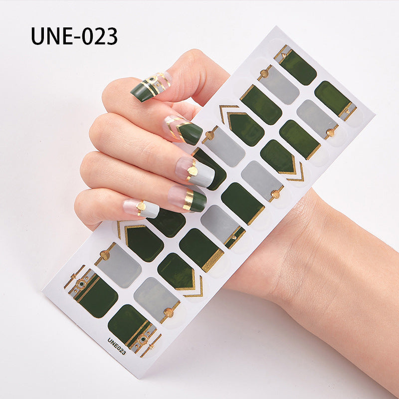 Autocolantes de unhas de estilo europeu e americano francês, impermeáveis e removíveis, película de verniz 3D para unhas, autocolantes integrais de Natal, 22 pontas