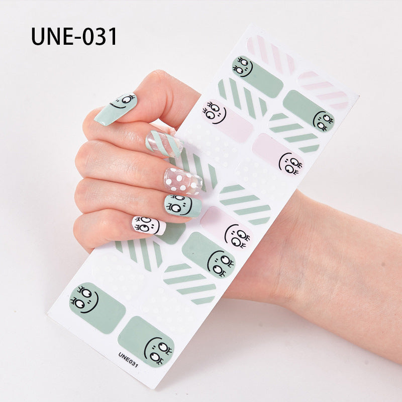 Autocolantes de unhas de estilo europeu e americano francês, impermeáveis e removíveis, película de verniz 3D para unhas, autocolantes integrais de Natal, 22 pontas