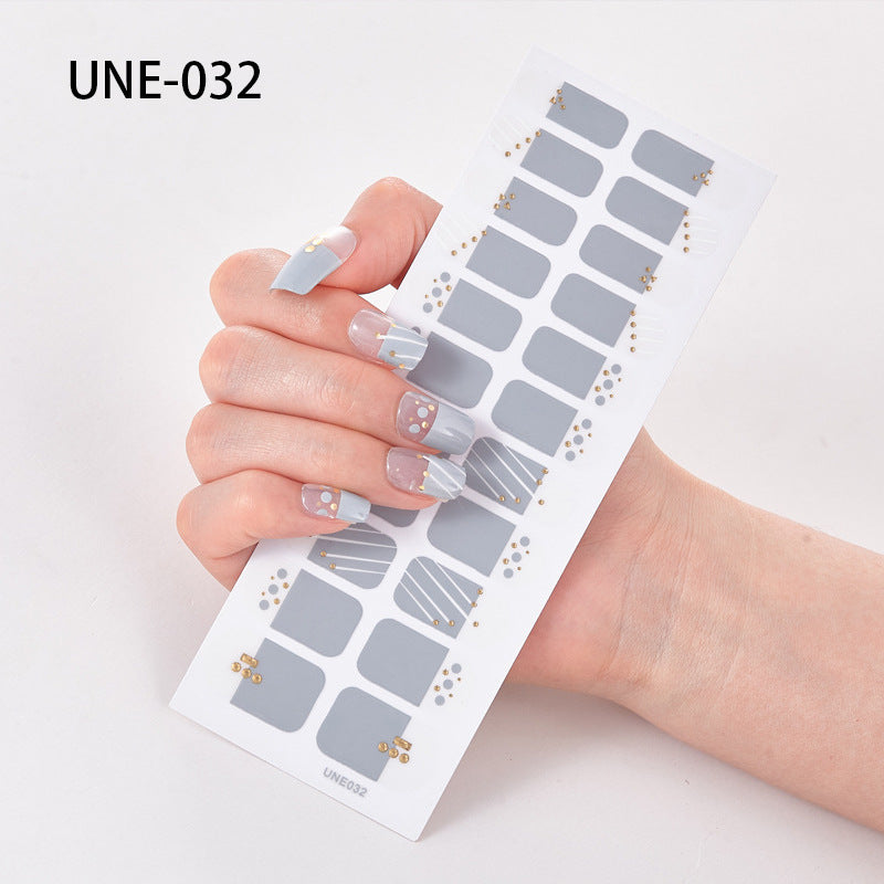 Autocolantes de unhas de estilo europeu e americano francês, impermeáveis e removíveis, película de verniz 3D para unhas, autocolantes integrais de Natal, 22 pontas