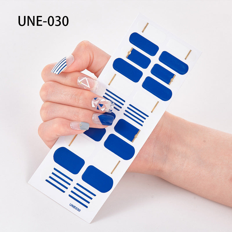 Autocolantes de unhas de estilo europeu e americano francês, impermeáveis e removíveis, película de verniz 3D para unhas, autocolantes integrais de Natal, 22 pontas