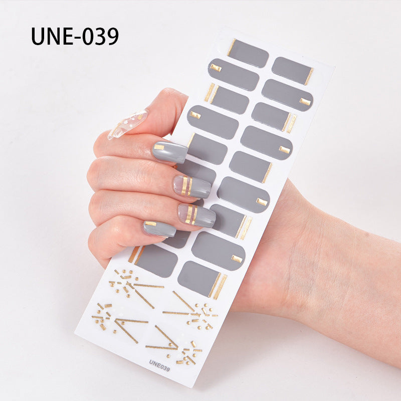 Autocolantes de unhas de estilo europeu e americano francês, impermeáveis e removíveis, película de verniz 3D para unhas, autocolantes integrais de Natal, 22 pontas