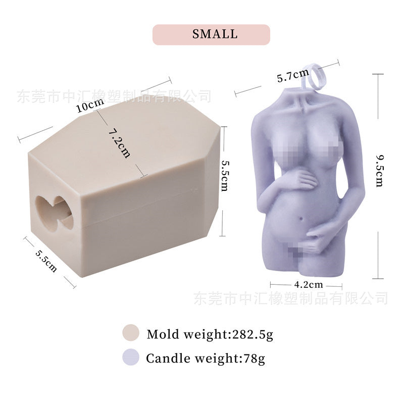 Molde de silicone para vela corporal de mulher grávida com ombro inclinado, molde para velas de aromaterapia, bolos e sabonetes