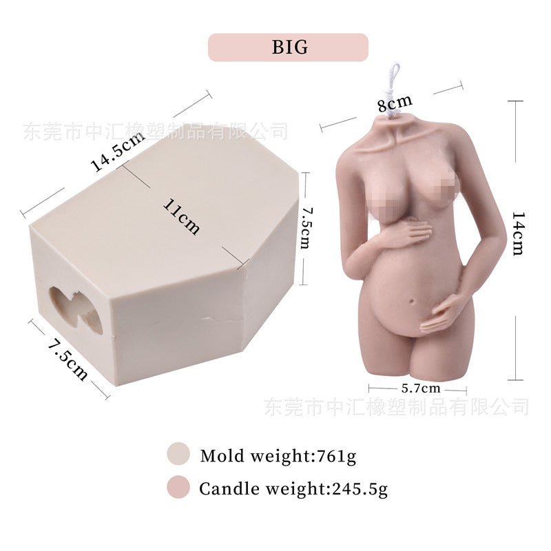Molde de silicone para vela corporal de mulher grávida com ombro inclinado, molde para velas de aromaterapia, bolos e sabonetes