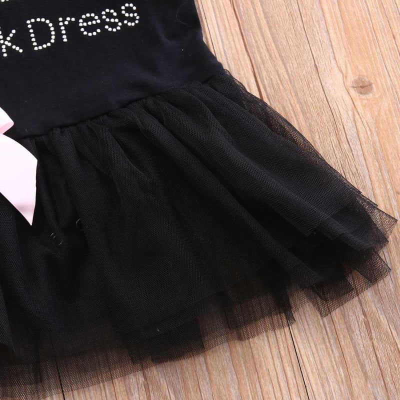 Roupa para bebé menina, vestido preto, body de princesa de manga curta com laço, 6-24 meses