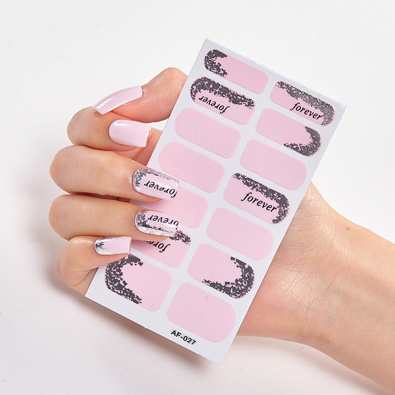 Película de verniz moderna, autocolante de unhas, autocolante de unhas com letras à prova de água, autocolante completo