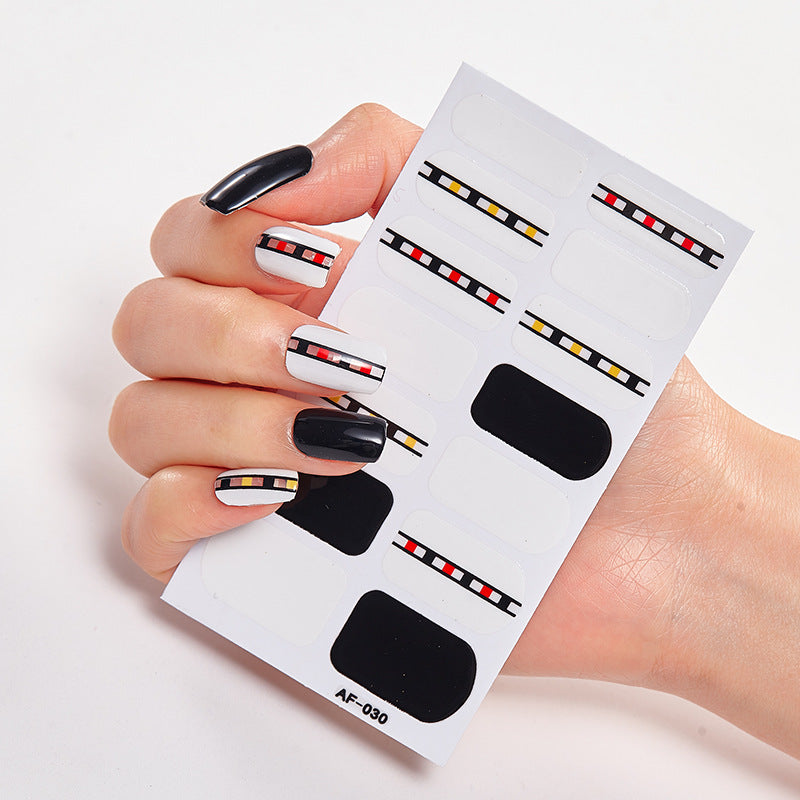 Película de verniz moderna, autocolante de unhas, autocolante de unhas com letras à prova de água, autocolante completo