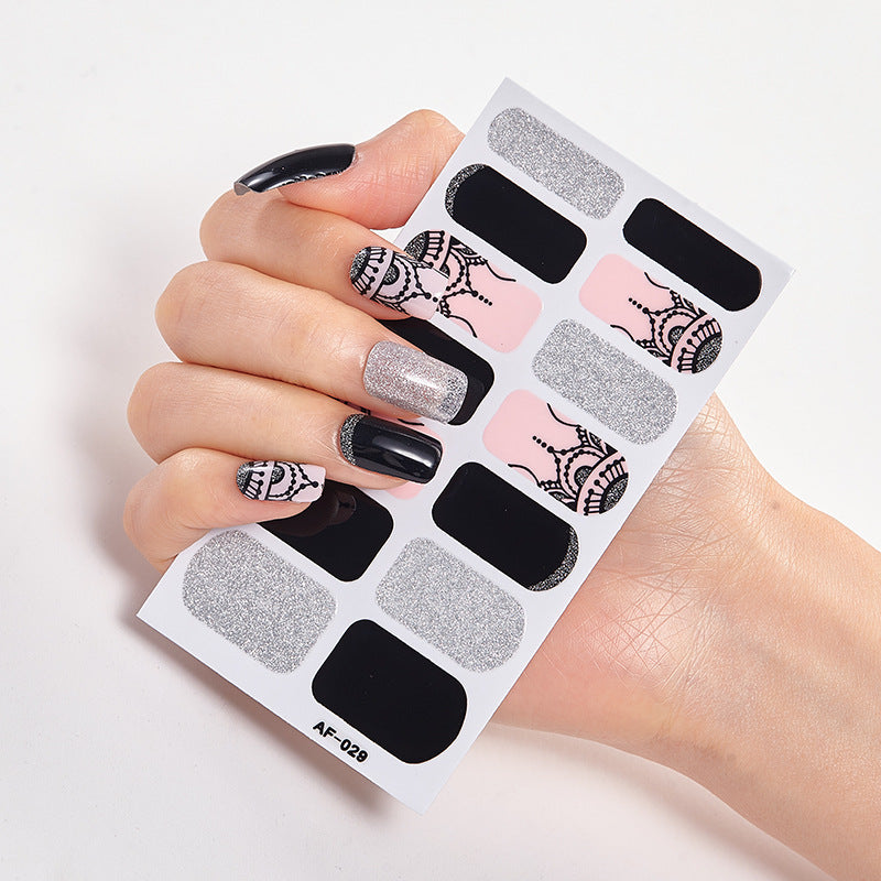 Película de verniz moderna, autocolante de unhas, autocolante de unhas com letras à prova de água, autocolante completo