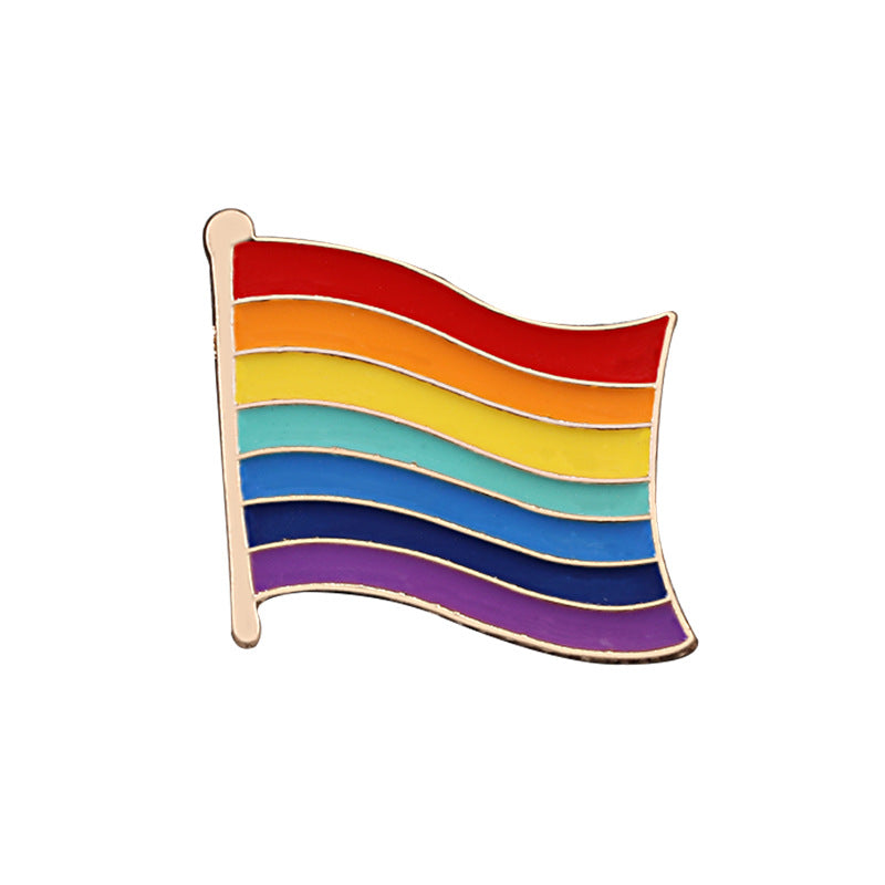 Six-color Rainbow Corsage Metal Badge, Gay Brooch Pin, Coat Accessories, Anti-fade Pin Buckle Jewelry Female